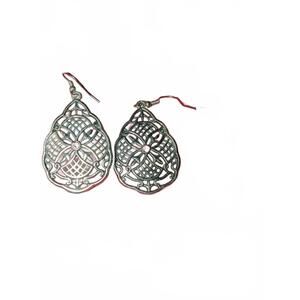 Intricate Silver-Tone Filigree Drop Earrings